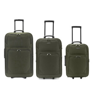 Set  Valijas CHECK IN  Soft Militar con 2 ruedas tractor traseras, expandible, cerradura de combina