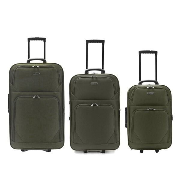 Set  Valijas CHECK IN  Soft Militar con 2 ruedas tractor traseras, expandible, cerradura de combina