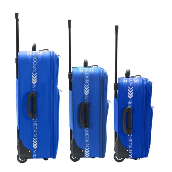 Set  Valijas CHECK IN  Soft Azul Francia con 2 ruedas tractor traseras, expandible, cerradura
