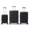 Set Valijas Rígidas Skora Negro x3 | 20" 24" 28" Expandible Doble Rueda Fija + Cerradura