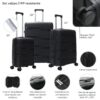 Set Valijas Rígidas Skora Negro x3 | 20" 24" 28" Expandible Doble Rueda Fija + Cerradura