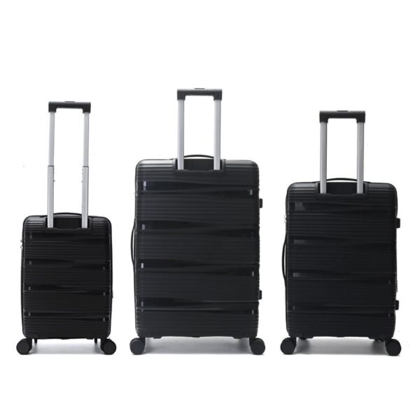 Set Valijas Rígidas Skora Negro x3 | 20" 24" 28" Expandible Doble Rueda Fija + Cerradura