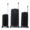 Set Valijas Rígidas Skora Negro x3 | 20" 24" 28" Expandible Doble Rueda Fija + Cerradura