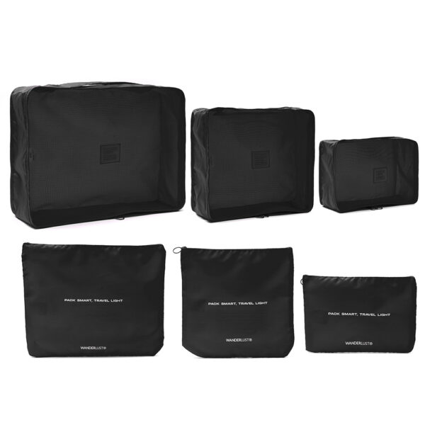 Set Organizador de Ropa Wanderlust Negro (6 Piezas): Empaca Inteligente, Viaja Ligero