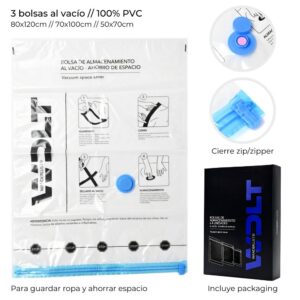 Bolsa al Vacio para Guardar Ropa Set de 3 pcs 50x70 70x100 80x120 cm Wanderlust